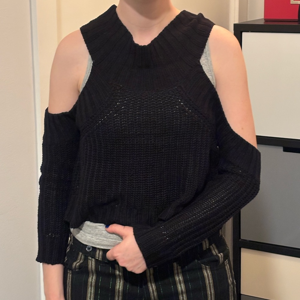 Luxxel Black Off-the-Shoulder Sweater